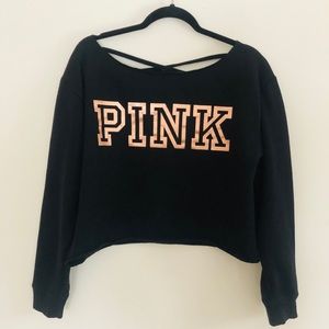 PINK crop sweater in black/rose gold